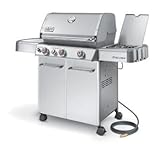 Weber Genesis S-330 Series: 6670001 637 Sq. In Gas Grill with Three stainless steel burners, 7mm diameter stainless steel cooking grates, 38,000 BTU-per-hour input main burners and Individual electronic ignition system: Stainless Steel Natural Gas