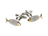 Two Tone Silver and Gold Fishbone Cufflinks with Presentation Box