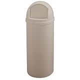 Marshal Classic Trash Container, 15 Gallon, Beige, Round, 15 3/8