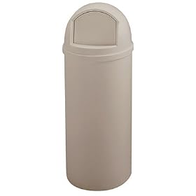 Marshal Classic Trash Container, 15 Gallon, Beige, Round, 15 3 8 diameter RUB816088BGE