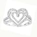 Sterling Silver Diamond Double Heart Right Hand Ring