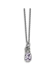 SS Pink Amethyst & .015ct. Diamond 18in Vintage Style Necklace 1.415ct