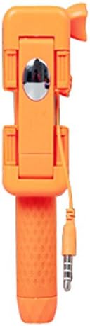 All-in-One Compact Lightweight Pen Size Selfie Stick with Wired Cable, Orange
