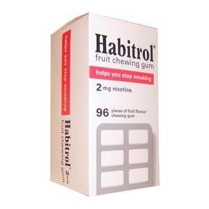Habitrol Nicotine Quit Smoking Gum, 2mg, Fruit flavor coated gum. 96 pieces per box