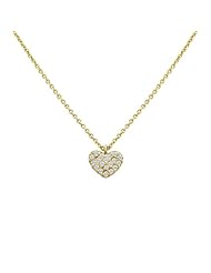 Meira T Yellow Gold and Diamond Pave Heart Necklace