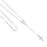 17" + 2 1/2" Sterling Silver 2.5mm Beads Our Lady Guadalupe Rosary Necklace with Crucifix