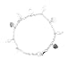 Ladies Sterling Silver Pearl and Heart Disk Bracelet
