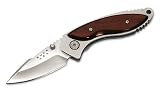 Eigenschaften Buck  / Buck Einhandmesser, Stahl ATS-34, Rosewood-Schalen, Lederetui