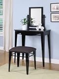 Powell Gloss Black Vanity Mirror and Bench