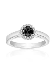 0.60 Cts Black & White Diamond Ring in Silver