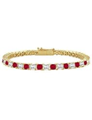 Ruby and Diamond Tennis Bracelet 14K Yellow Gold - 3.00 CT TGW