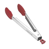 Farberware Pro 11-Inch Tongs With Silicone Tips, Red