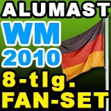 Aluminium Fahnenmast 6,20 Meter – Aktionsangebot zu WM 2010: inkl. Deutschland-Flagge + 7-tlg. Fan-SET (Kappe + Schal + Schminkset +  4 x Autofahnen)