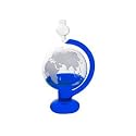 Glass Barometer with Etched World Map and Blue Coloring Poweder