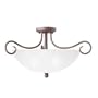 Thomas Lighting SL8602-81 Phoenix - Three Light Semi-Flush Mount, Tile Bronze Finish with Blown Etched Seedy Glass
