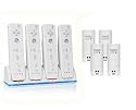 Invero Blanc Quad Quatre Station Chargeur + 4 batteries compatible avec Nintendo Wii (MotionPlus or Non Motion)