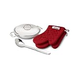 All Clad 41508 Stainless Steel Tri-Ply Bonded Dishwasher Safe All Purpose Pan with Domed Lid, Oven Mitts and Spoon Cookware, Silver