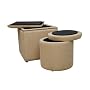 Global Distinctions Nailhead Ottoman Set, Buff Microsuede
