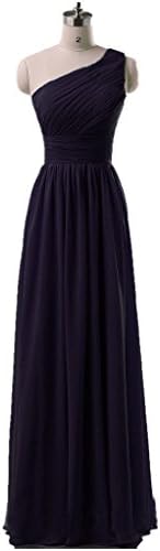 KaiDun Women's One Shoulder Chiffon Long Formal Prom Ball Gown Bridesmaid Dress Dark Purple 14