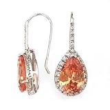 Silver and Pear Champagne CZ (Cubic Zirconia) Earrings (wire)