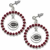 Cincinnati Reds Spirit Crystal Logo Wreath Earrings