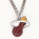 Miami Heat Chain Necklace and Enameled Pendant NBA Basketball Sports Team Logo