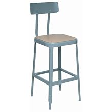 Lyon BB1714 All Welded Pressed Wood Seat Stool with Back, Black Rubber Feet and Steel Glide, 18" Height, 400 lbs Capacity, Wedgewood Blue, (Pack of 2)