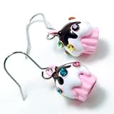 Pink Cupcake Dangle Earrings Birthday Fashion Jewelry