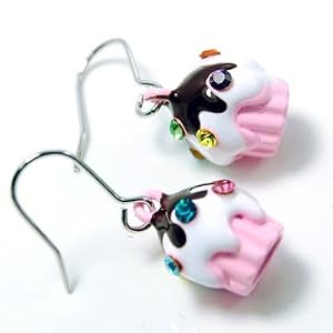 Pink Cupcake Dangle Earrings Birthday Fashion Jewelry