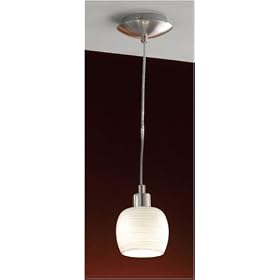Eglo 88305A Nizza, Nickel Frosted White, 1-Light Pendant Light Fixture by Eglo