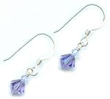 Baerreis - Purple/ Blue Swarovski Crystal Drop Earrings Sterling Silver French Earwires - Hand Crafted Artisan Jewelry USA in Cool Dreamy Fashion