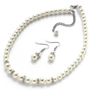 New Ladies Cream Pearl Glass Jewellery Bridal Set Cheap