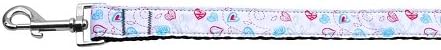 Patriotic Crazy Hearts Nylon Ribbon Dog Leash & Collar Set Medium