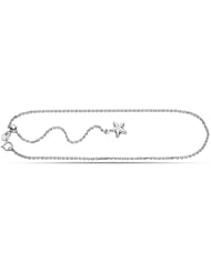 14K White Gold Star Cable Chain Anklet (Adjustable Up To 11 Inches)