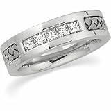 14K White Gold Diamond Handwoven Wedding Band Duo - Gent's Ring