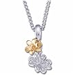 Round Brilliant Cut Diamonds, 14Kt. Two Tone Gold. Floral Diamond Necklace