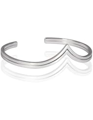 Fashion Plaza Womens 925 Sterling Silver Heartshape Two Row Cuff Bangle Bracelet Weights 11.9g Expandable Y31