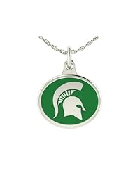 Michigan State Spartans MSU Charm Pendant Jewelry. Solid Sterling Silver with Enamel