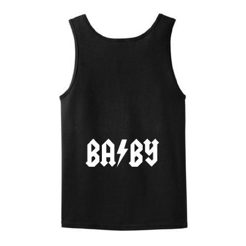 BA/BY Rock and Roll AC/DC Inspired Funny Pregnancy Tank Top T-Shirt (NOT Maternity Sized) Pregnant Cute Sexy Humor Baby Shower Gift Present Portrait Expecting Mother Mommy Tank Top Tee