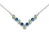 Trendy 5.75 carats total weight Oval & Round Shape Multi-Gemstone Necklace in Sterling Silver Rhodium Finish