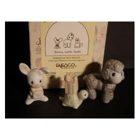 Precious Moments "Bunny, Lamb, Turtle" Addition to Mini Nativity Set 3 Pc Porcelain Figurine