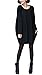 ELLAZHU Women Long Sleeve Solid Crew Neck Side Pockets Shirtdress GA05 Black