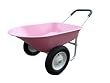 Marathon Industries 70013 5 Cubic Foot Poly Residential Yard Rover Pink Wheelbarrow With Dual Pneumatic Air Filled Tires and Cushion Grip Handle