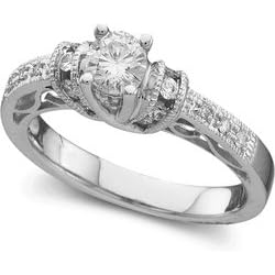 Colorless Diamond Engagement Ring - 14K White Gold by 