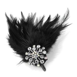 New Ladies Black Feather Crystal Hair Clip Fashion Uk