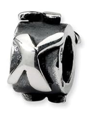 Letter X, Alphabet Charm in Sterling Silver For 3mm Charm Bracelets