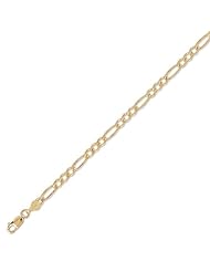 14K Solid Yellow Gold Figaro D.C. Chain Bracelet 3.9mm (9/64 in.) - 7 in.