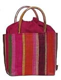 Colorful Straw / Beach / Shopper / Tote Bag / Fuchsia Small