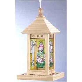 Wood Stained Glass Birdfeeder Hummingbird by Birdhouse