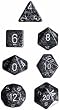Polyhedral 7-Die Speckled Dice Set - Ninja (d4, d6, d8, d10, d12, d20 & d00)